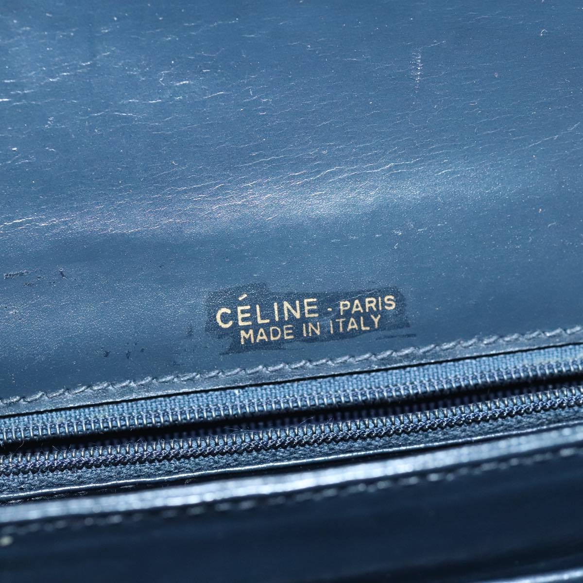 CELINE C saluki Shoulder Bag Canvas Navy Auth 99408