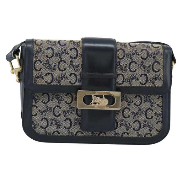 CELINE C Sulky Schoudertas Canvas Marineblauw Auth 99408