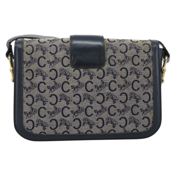 CELINE C Sulky Schoudertas Canvas Marineblauw Auth 99408
