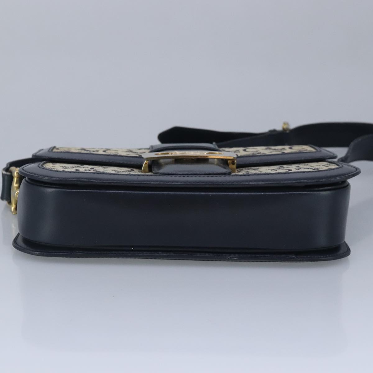 CELINE C saluki Shoulder Bag Canvas Navy Auth 99408