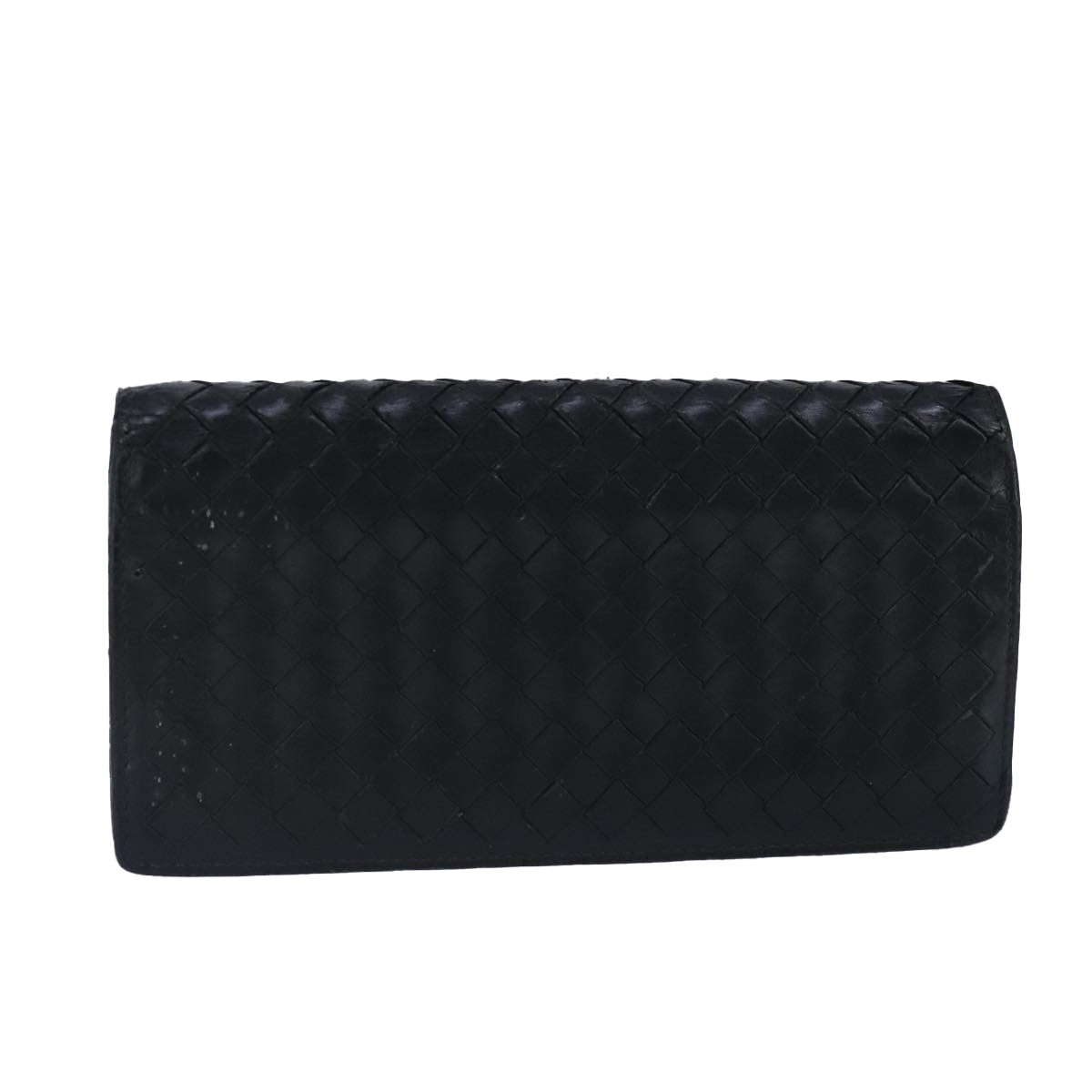 BOTTEGA VENETA INTRECCIATO Long Wallet Leather Black Auth 99415