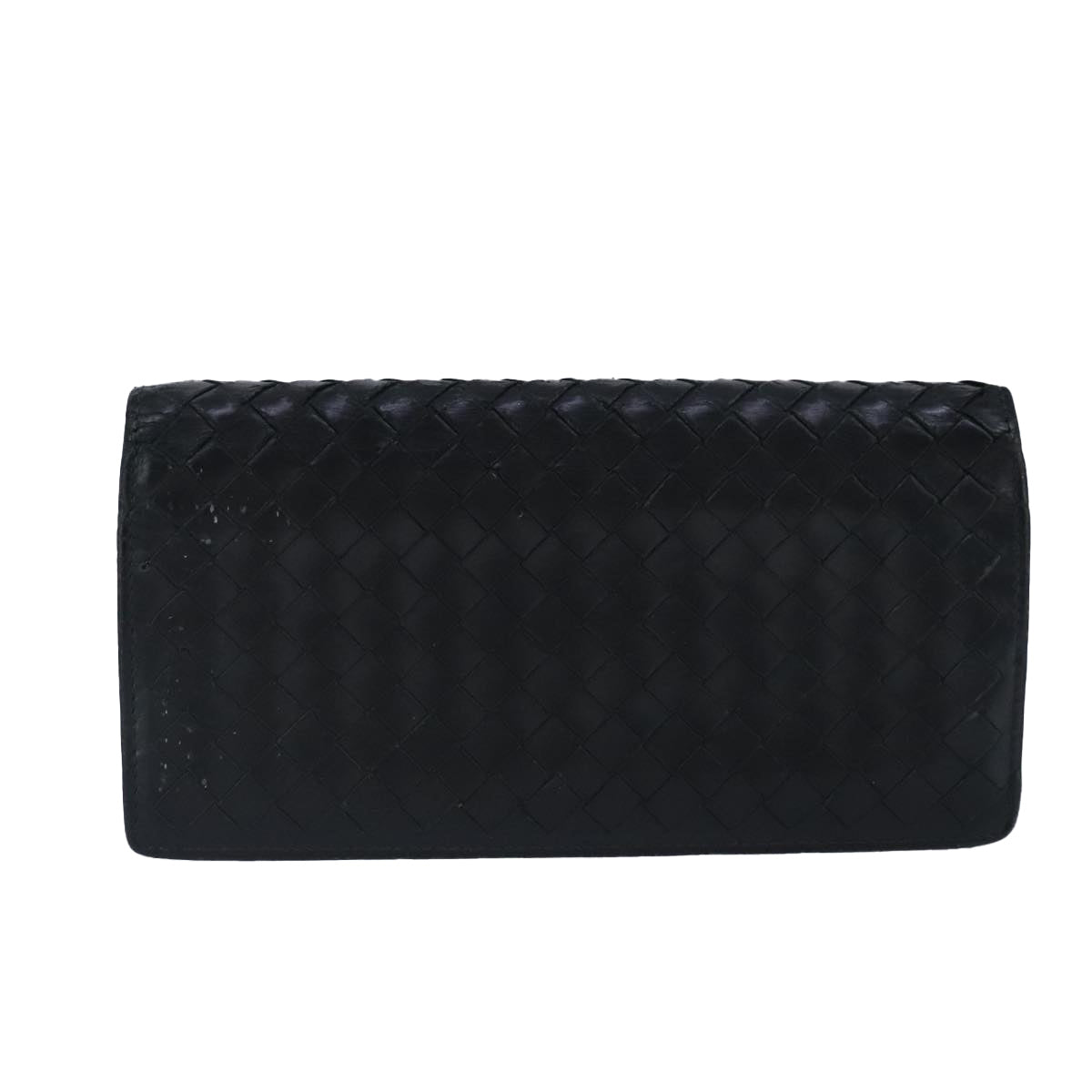 BOTTEGA VENETA INTRECCIATO Long Wallet Leather Black Auth 99415