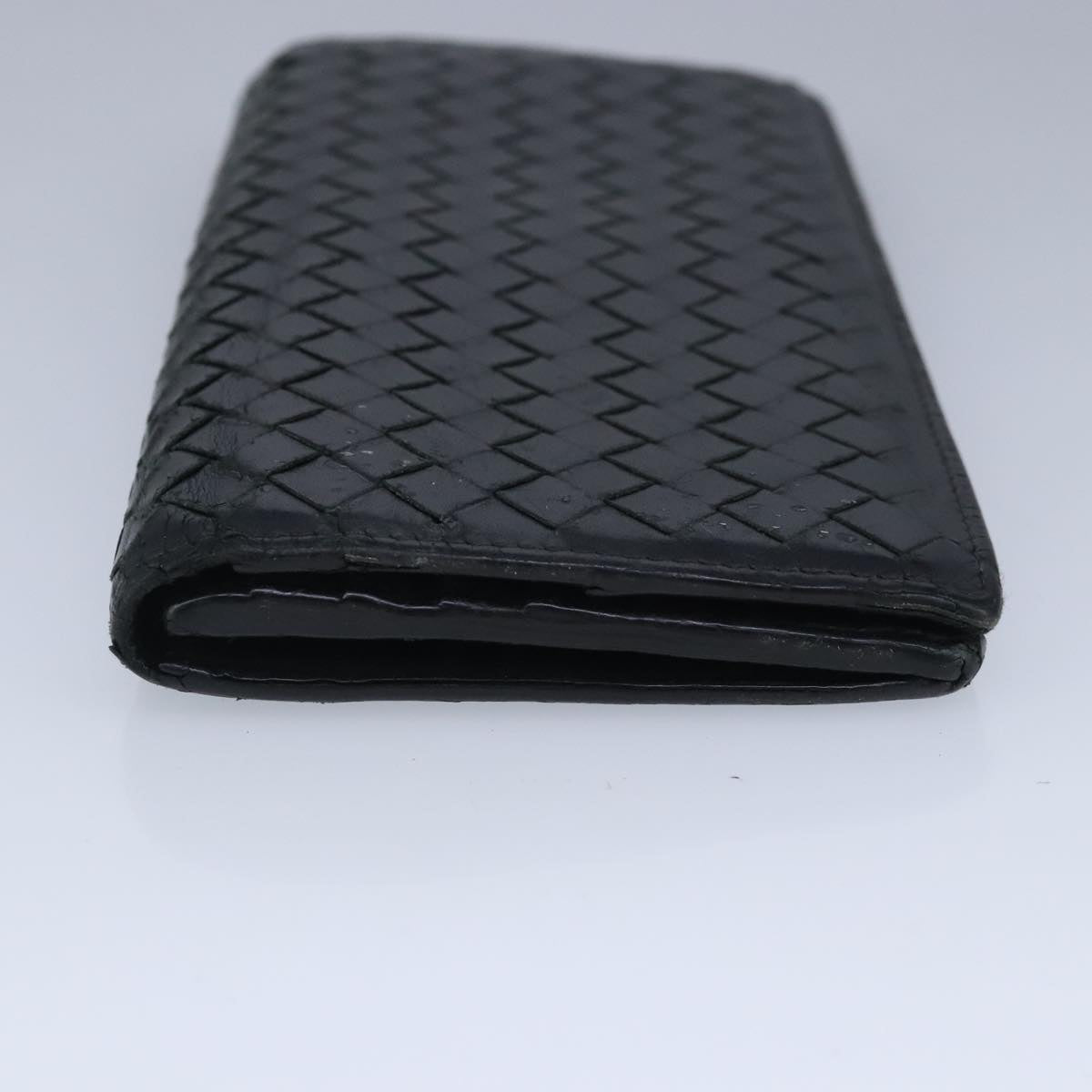 BOTTEGA VENETA INTRECCIATO Long Wallet Leather Black Auth 99415