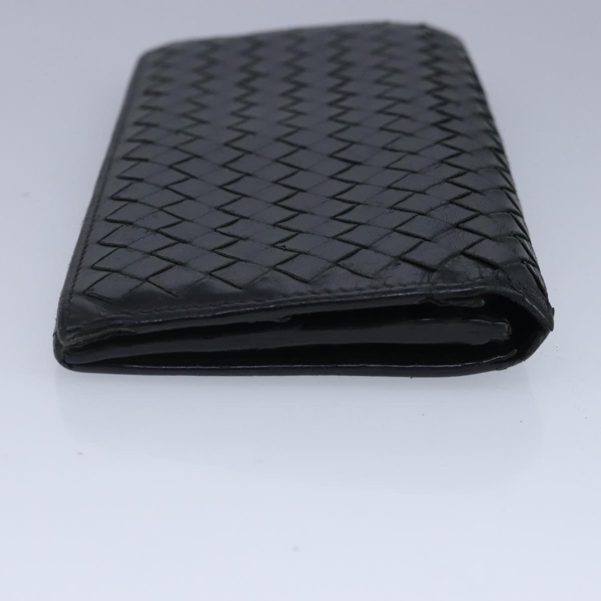 BOTTEGA VENETA INTRECCIATO Long Wallet Leather Black Auth 99415