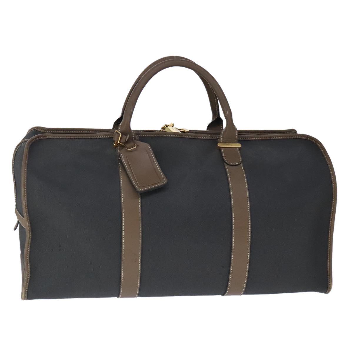 Dunhill Boston Bag Coated Canvas Gray Brown Auth 99418