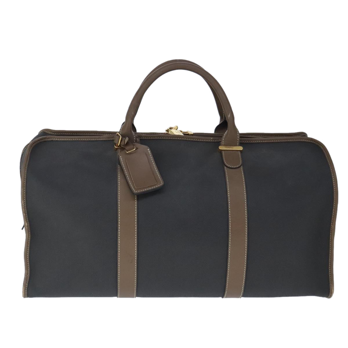 Dunhill Boston Bag Coated Canvas Gray Brown Auth 99418