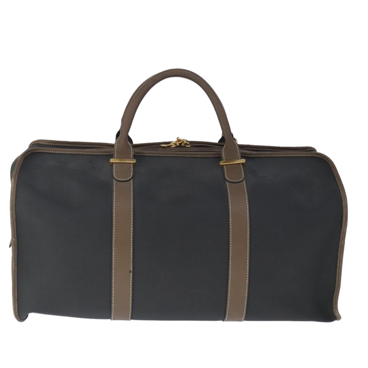 Dunhill Boston Bag Coated Canvas Gray Brown Auth 99418 - 0