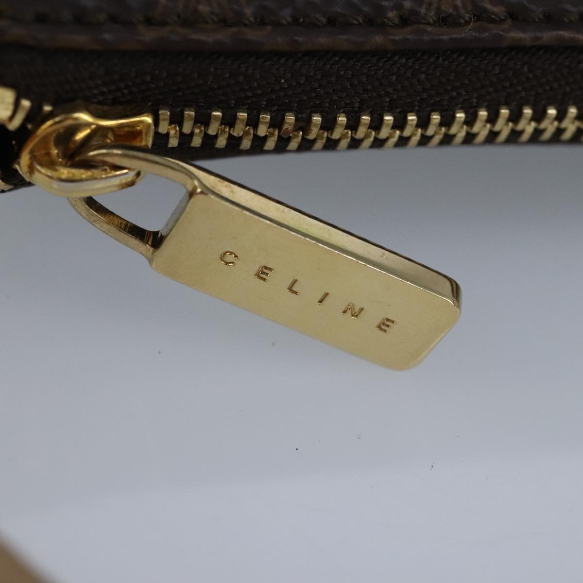 CELINE Macadam Canvas Pouch Hand Bag Brown Auth 99428