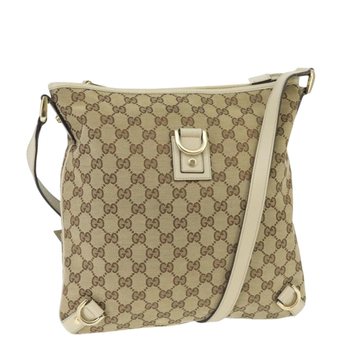 GUCCI GG Canvas Shoulder Bag Beige Gold 131326 Auth 99430