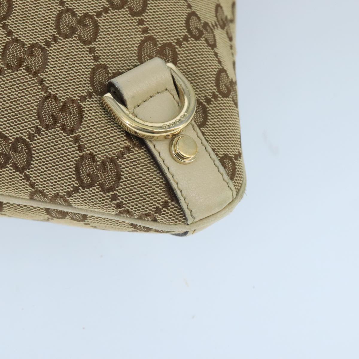 GUCCI GG Canvas Shoulder Bag Beige Gold 131326 Auth 99430