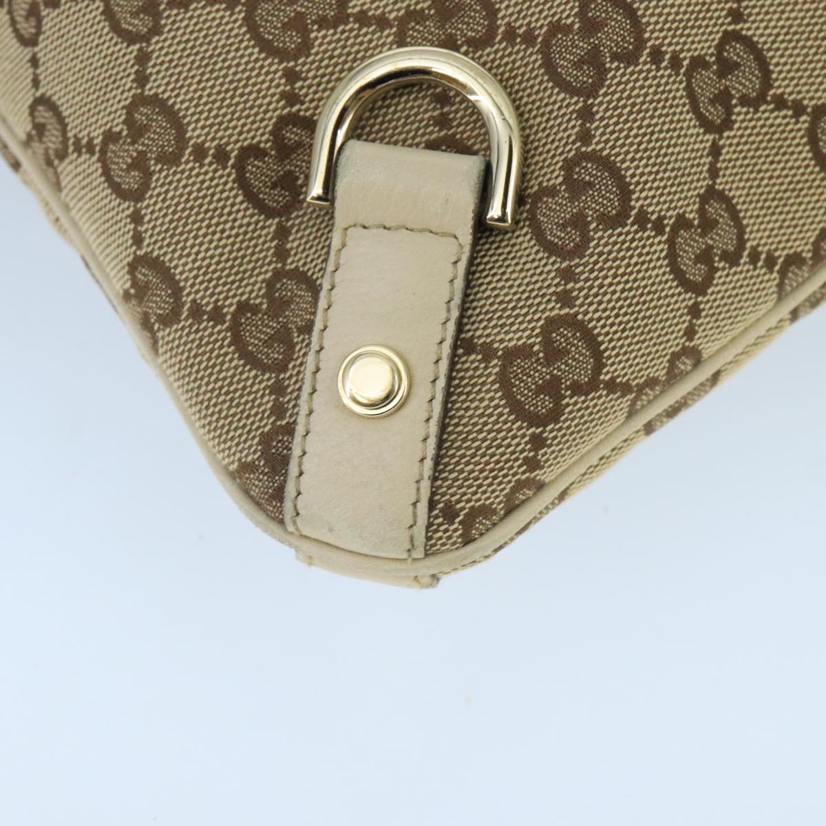 GUCCI GG Canvas Shoulder Bag Beige Gold 131326 Auth 99430