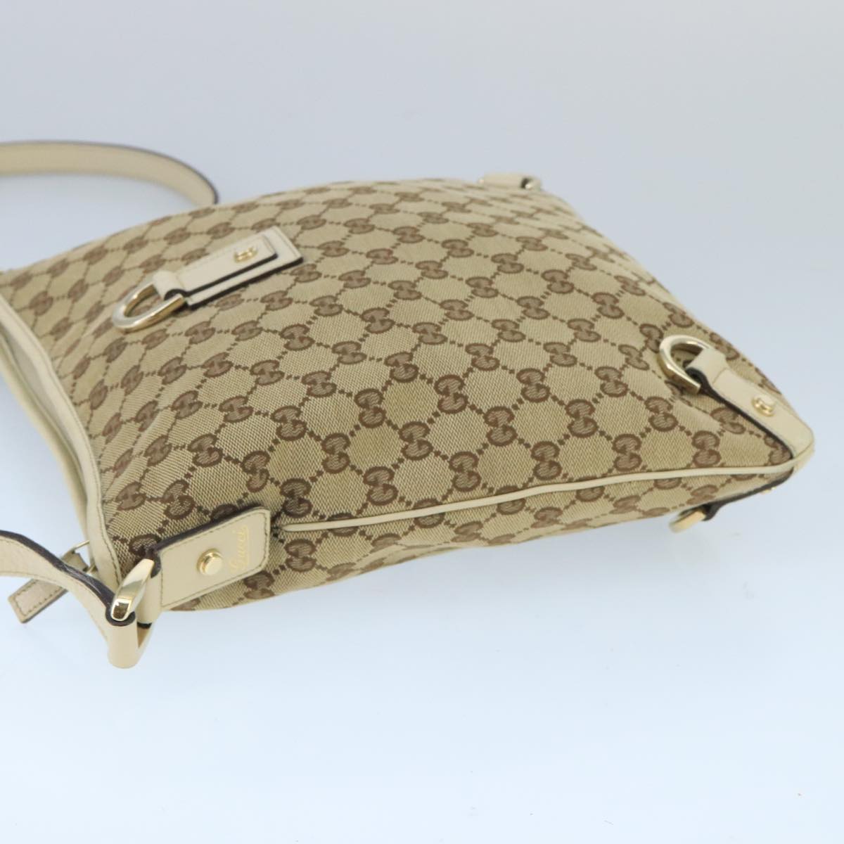 GUCCI GG Canvas Shoulder Bag Beige Gold 131326 Auth 99430