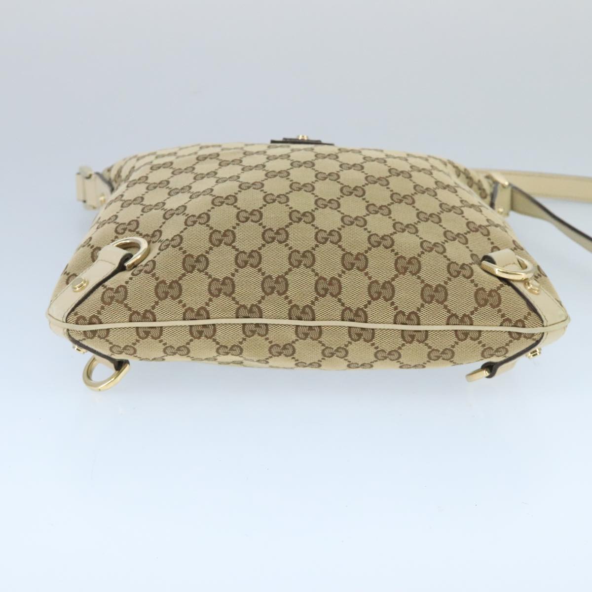 GUCCI GG Canvas Shoulder Bag Beige Gold 131326 Auth 99430