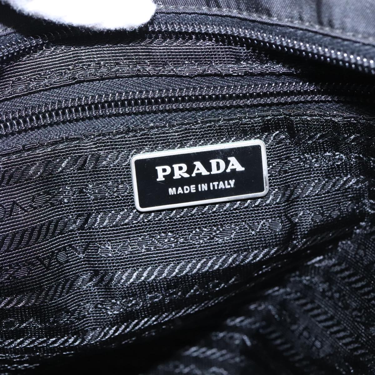 PRADA Shoulder Bag Nylon Black Silver Auth 99432