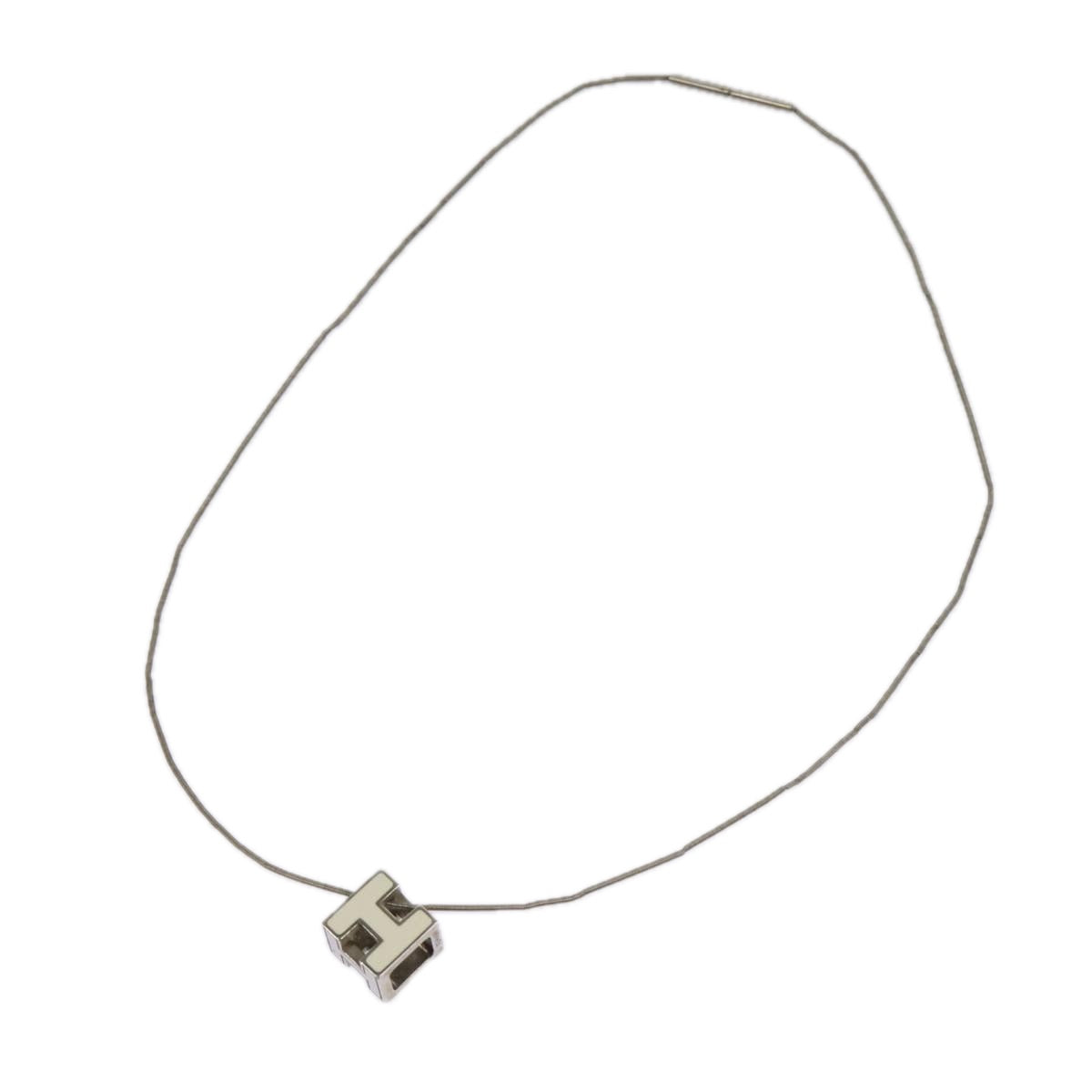 HERMES Necklace metal White Silver tone Auth 99474