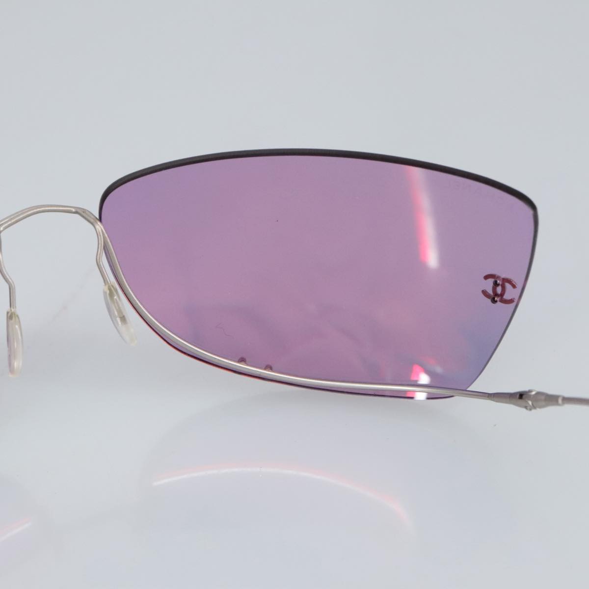 CHANEL Sunglasses metal Pink CC Auth 99475