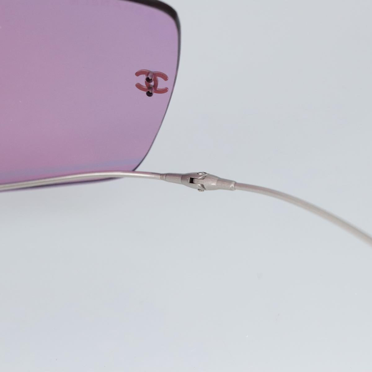 CHANEL Sunglasses metal Pink CC Auth 99475