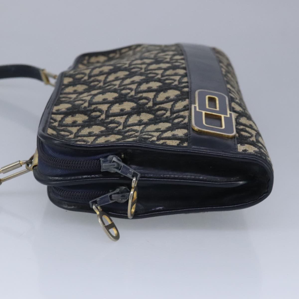 Christian Dior Trotter Canvas Shoulder Bag Navy Auth 99478