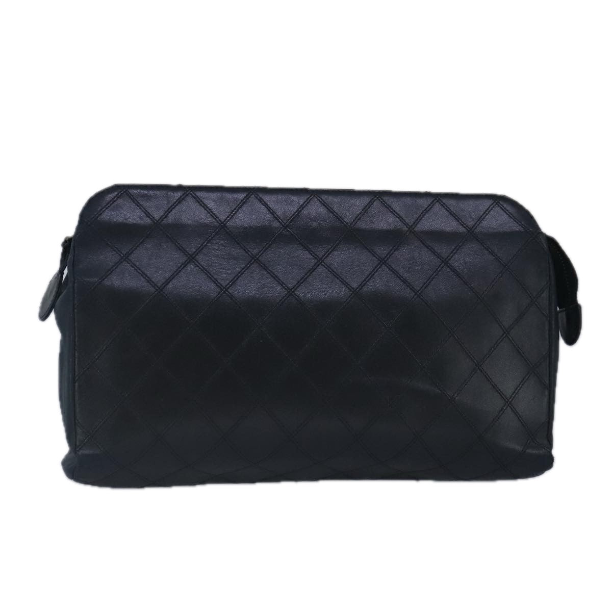 CHANEL Clutch Bag Lamb Skin Black CC Auth 99480