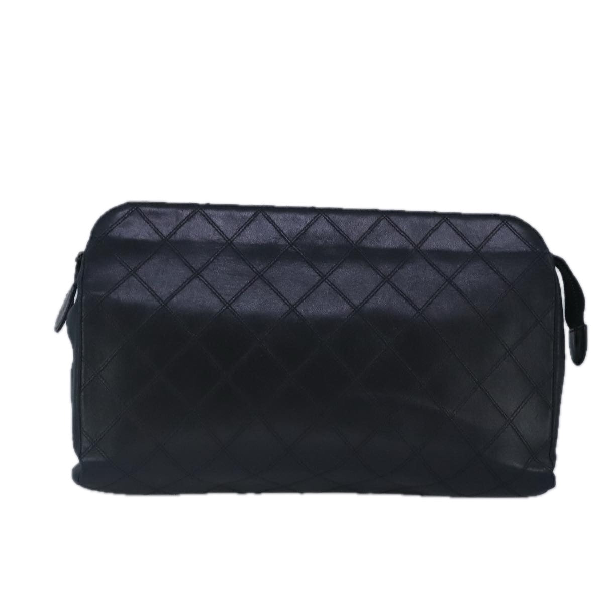 CHANEL Clutch Bag Lamb Skin Black CC Auth 99480