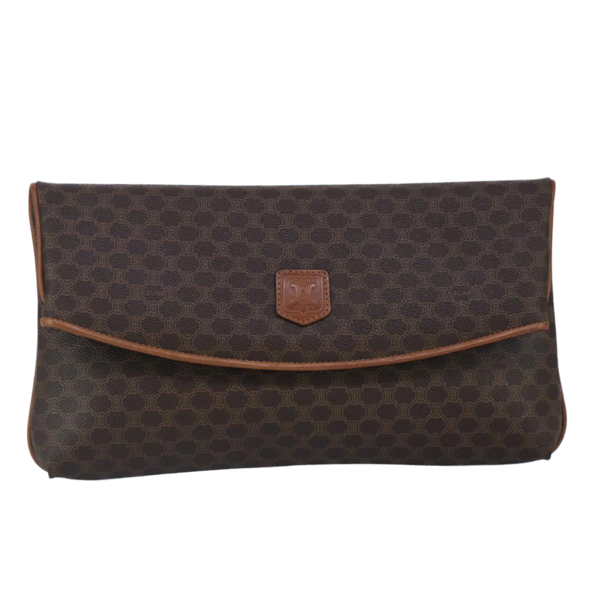 CELINE Macadam Canvas Clutch Bag Brown Auth 99484