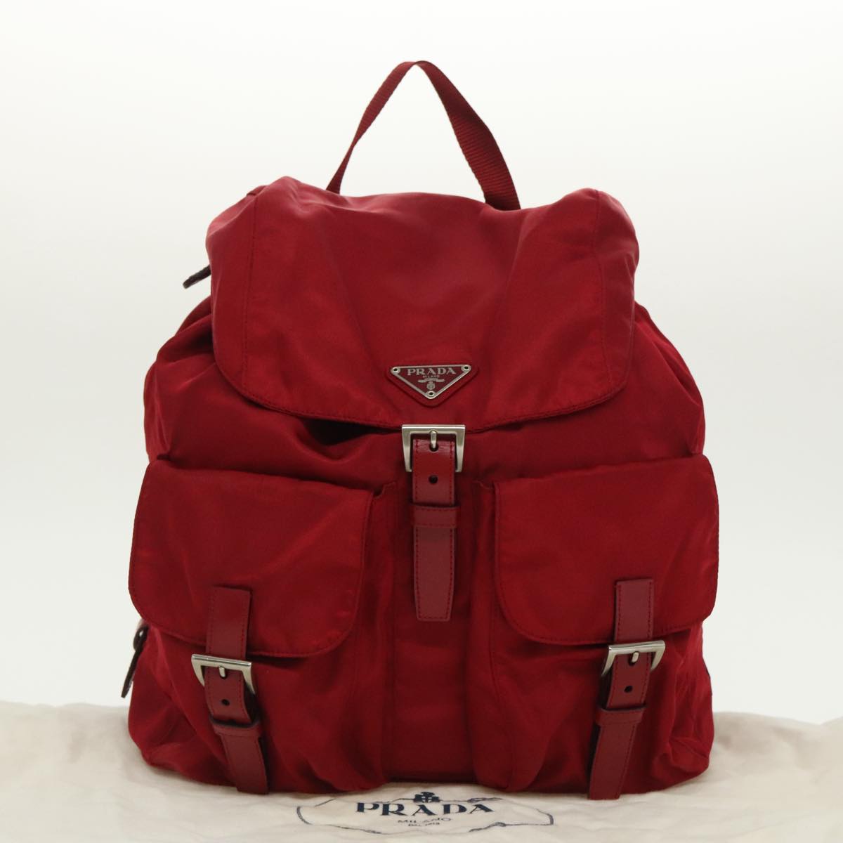 PRADA Backpack Nylon Red Auth 99487