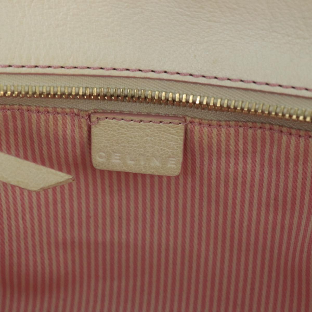 CELINE C Macadam Canvas Shoulder Bag Gold Pink Auth 99491