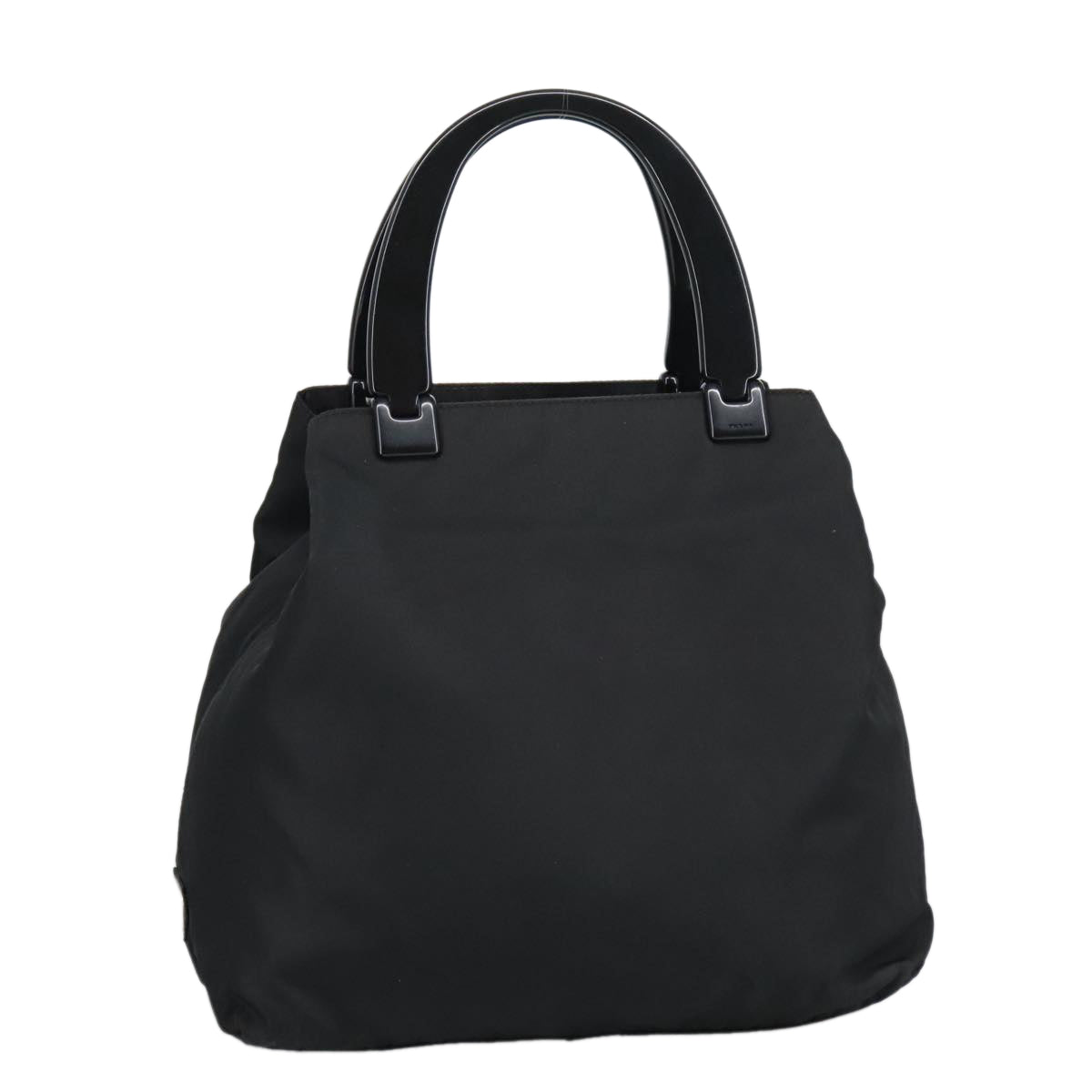 PRADA Hand Bag Nylon Black Silver Auth 99497