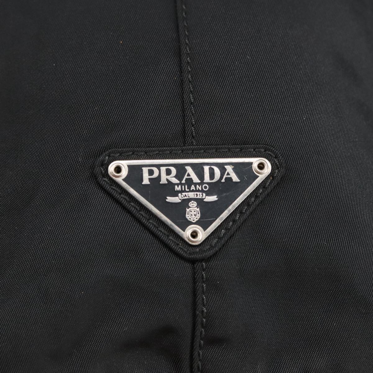 PRADA Hand Bag Nylon Black Silver Auth 99497