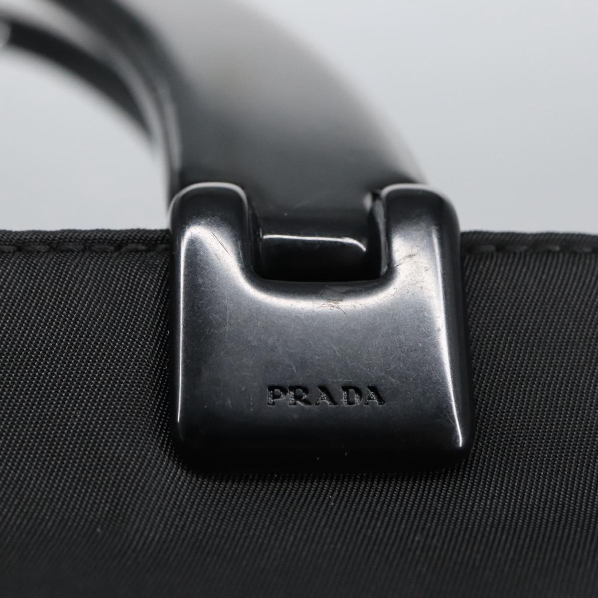 PRADA Hand Bag Nylon Black Silver Auth 99497