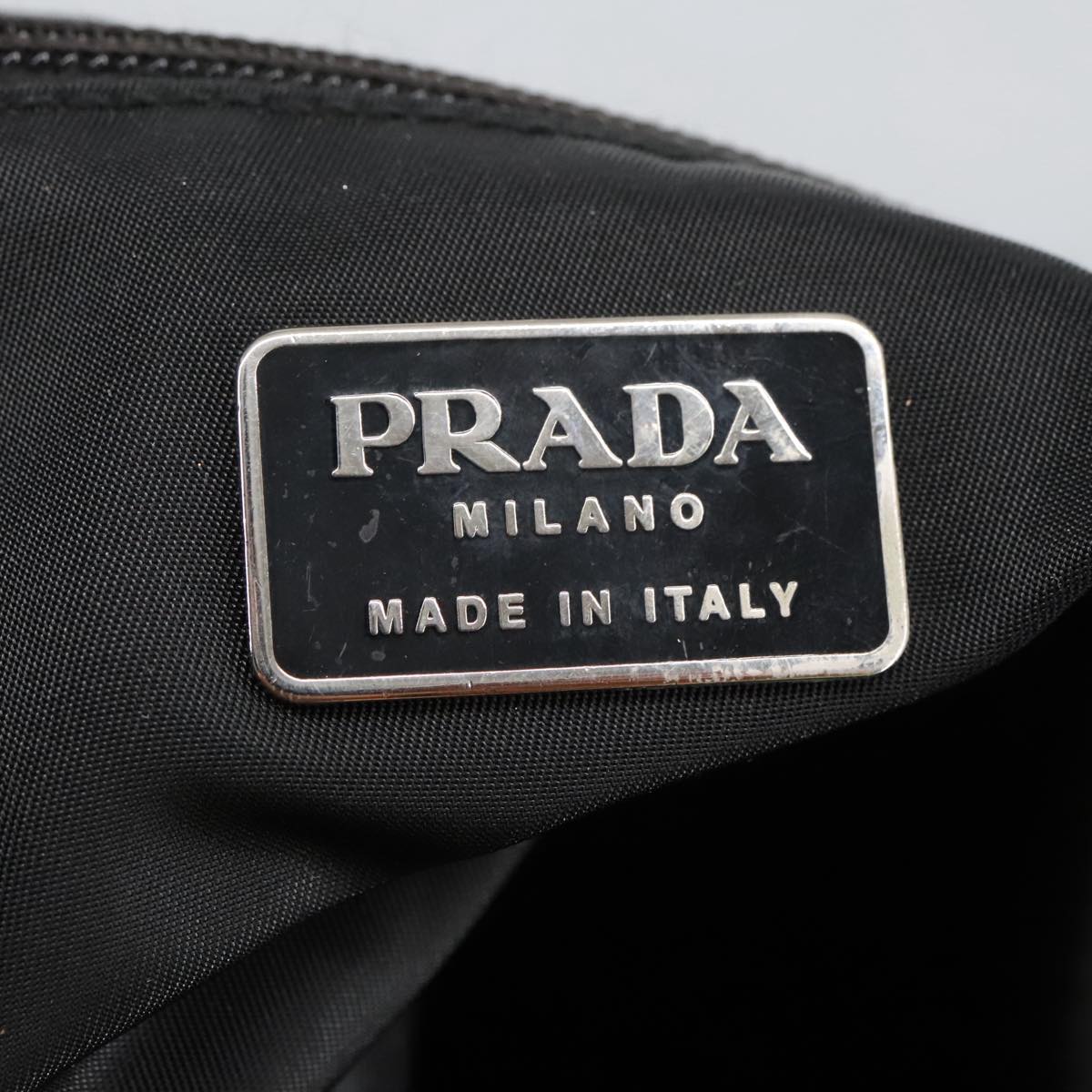 PRADA Hand Bag Nylon Black Silver Auth 99497