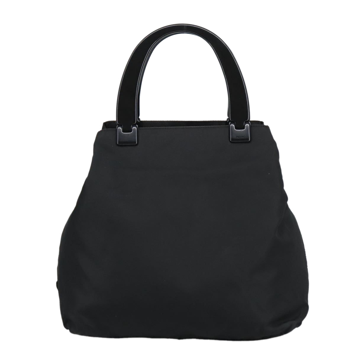 PRADA Hand Bag Nylon Black Silver Auth 99497