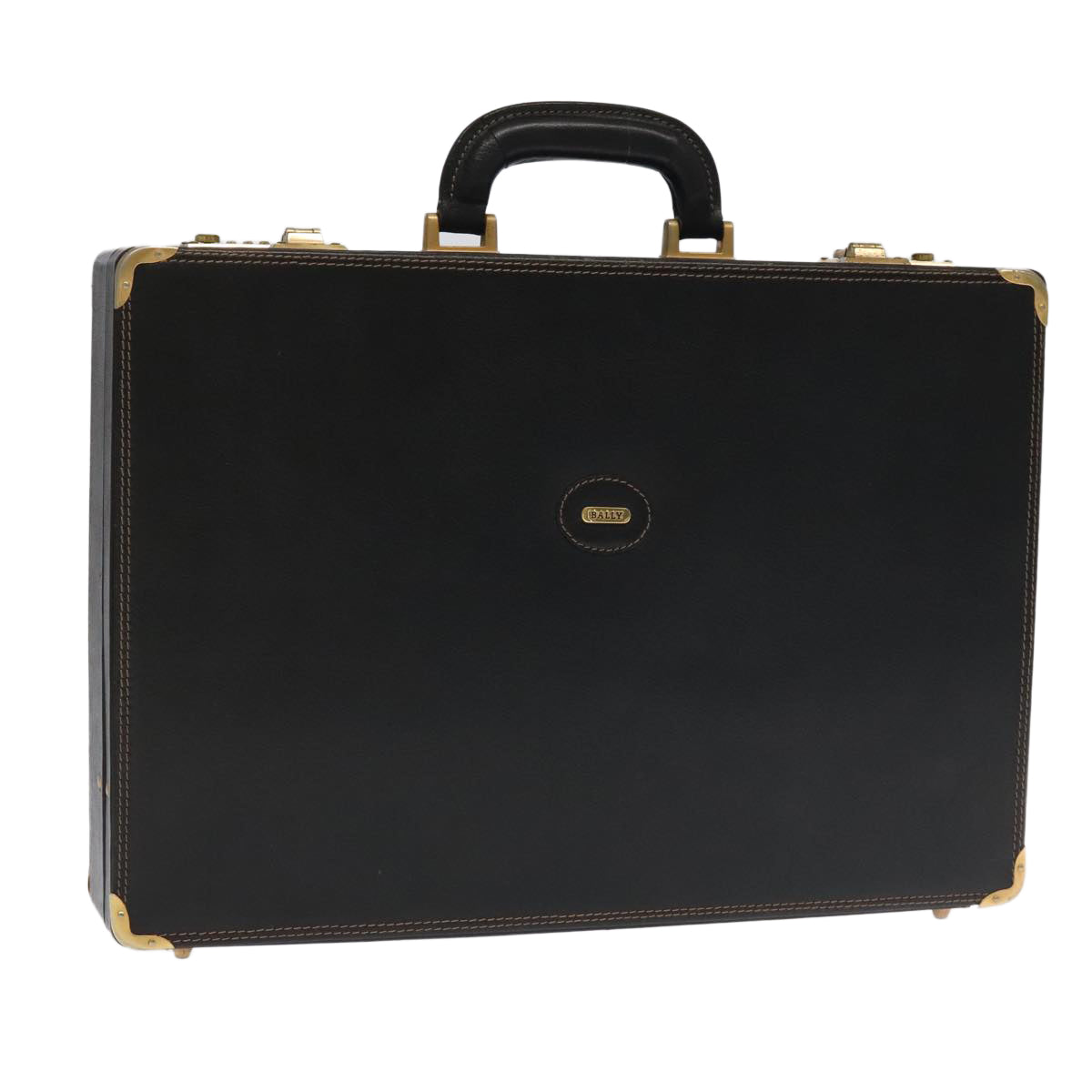 BALLY Attache Case Trunk Leather Black Auth 99500