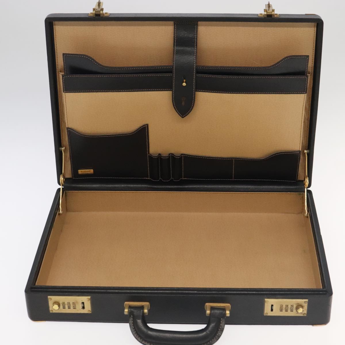 BALLY Attache Case Trunk Leather Black Auth 99500