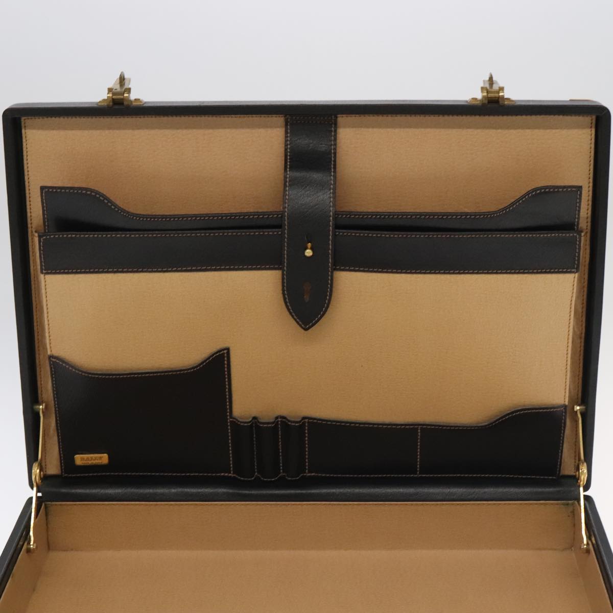 BALLY Attache Case Trunk Leather Black Auth 99500