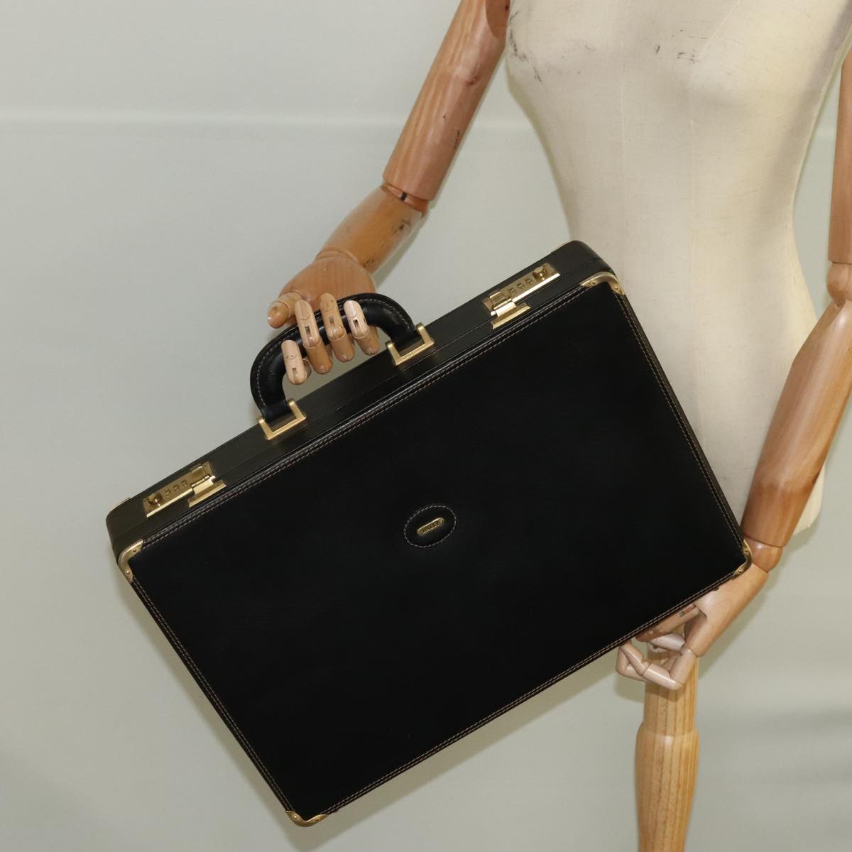 BALLY Attache Case Trunk Leather Black Auth 99500