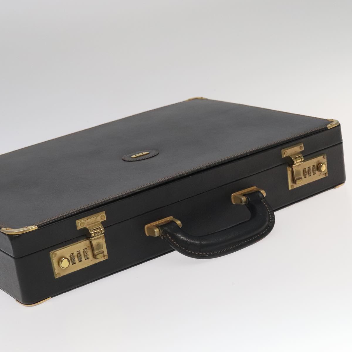 BALLY Attache Case Trunk Leather Black Auth 99500