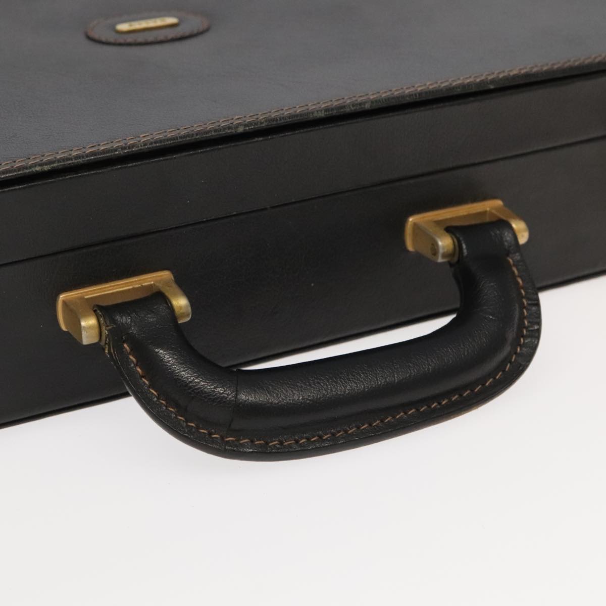 BALLY Attache Case Trunk Leather Black Auth 99500