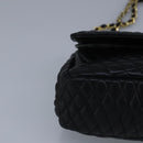 BALLY Chain Shoulder Bag Leather Black Auth 99505-14