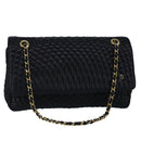 BALLY Chain Shoulder Bag Leather Black Auth 99505-1