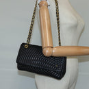 BALLY Chain Shoulder Bag Leather Black Auth 99505-24