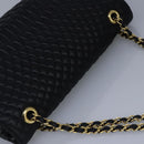 BALLY Chain Shoulder Bag Leather Black Auth 99505-6