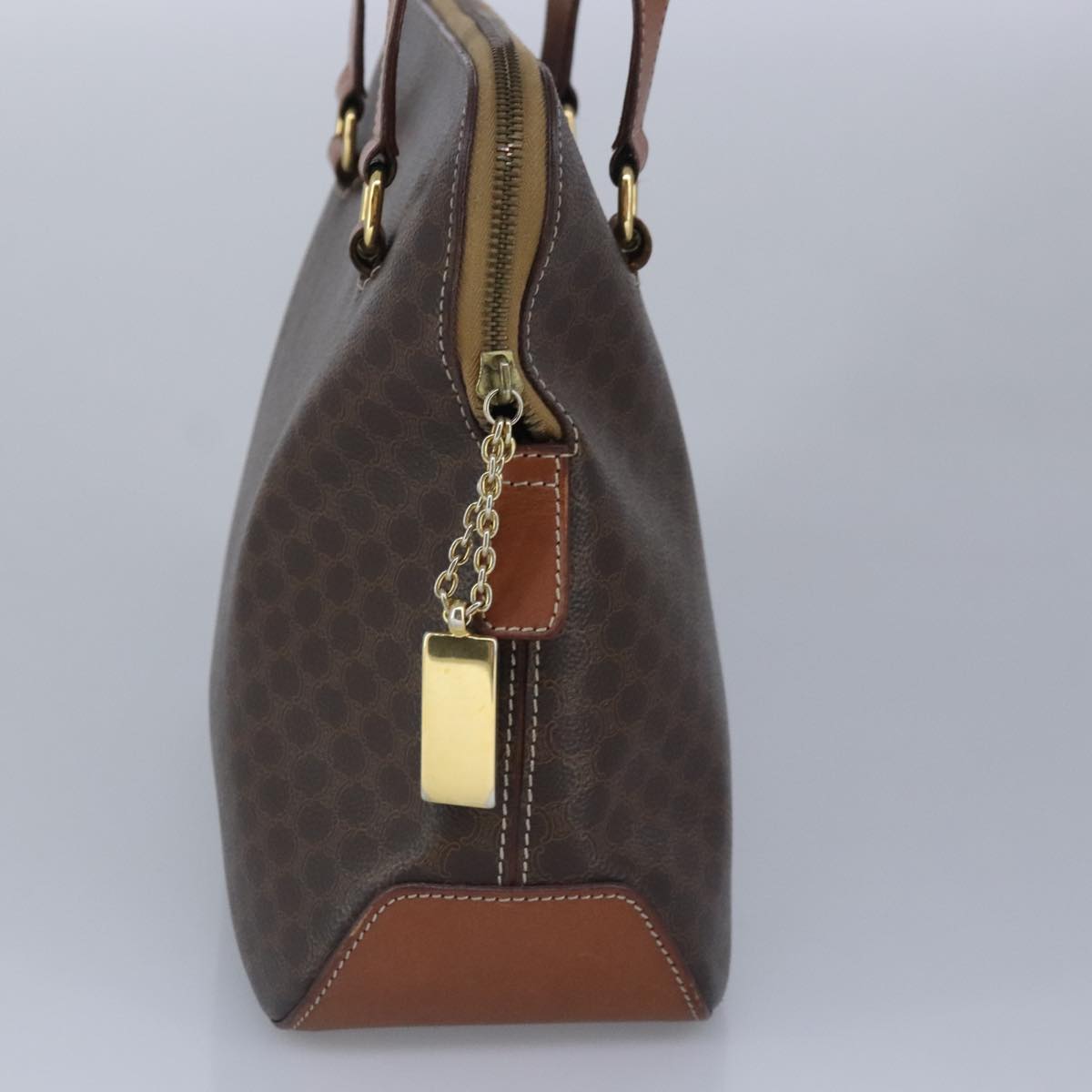 CELINE Macadam Canvas Hand Bag PVC Leather Brown Auth 99508