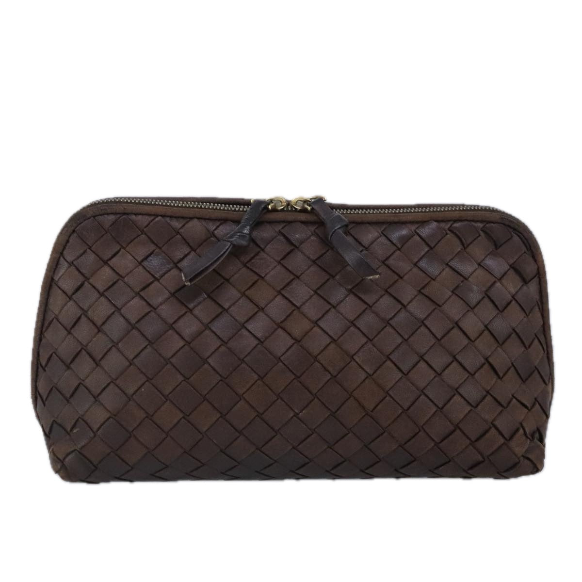 BOTTEGA VENETA INTRECCIATO Pouch Leather Brown Auth 99509 - 0