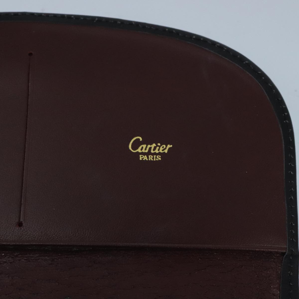 CARTIER Long Wallet Leather Wine Red Auth 99516