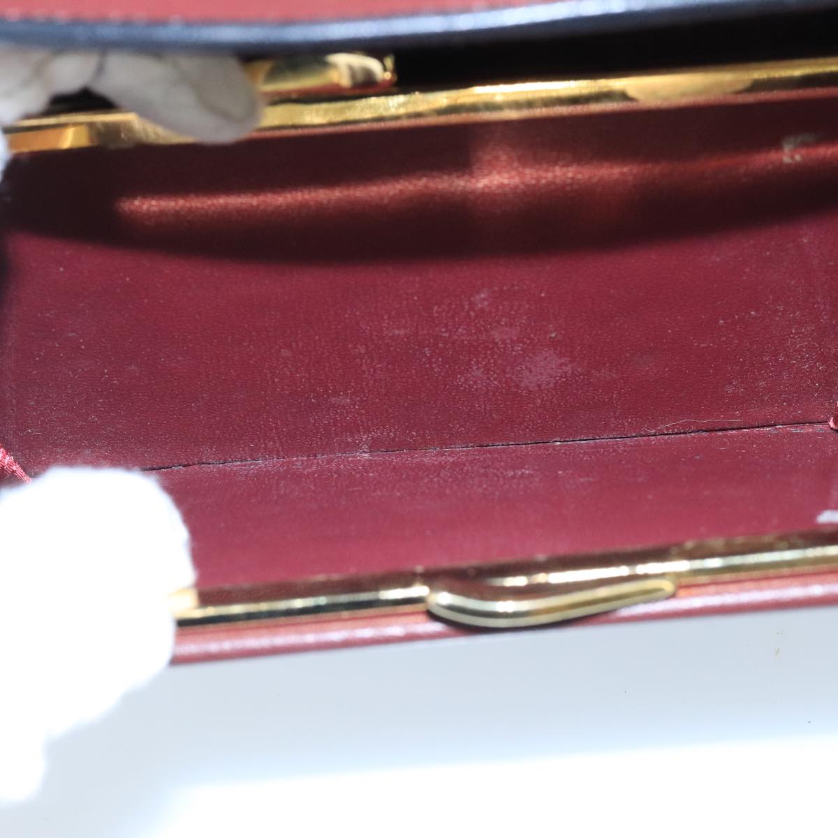 CARTIER Long Wallet Leather Wine Red Auth 99516