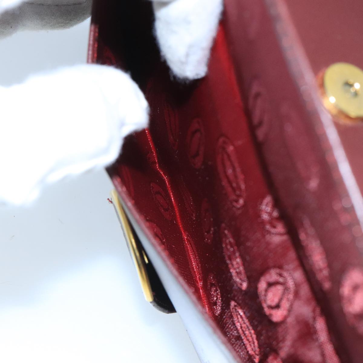 CARTIER Long Wallet Leather Wine Red Auth 99516