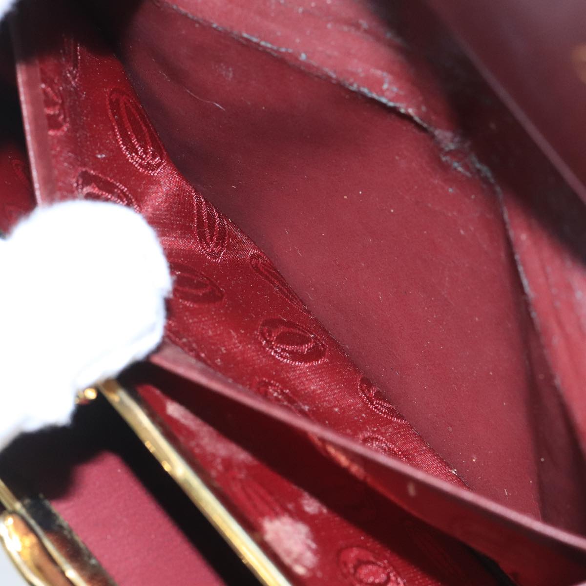 CARTIER Long Wallet Leather Wine Red Auth 99516