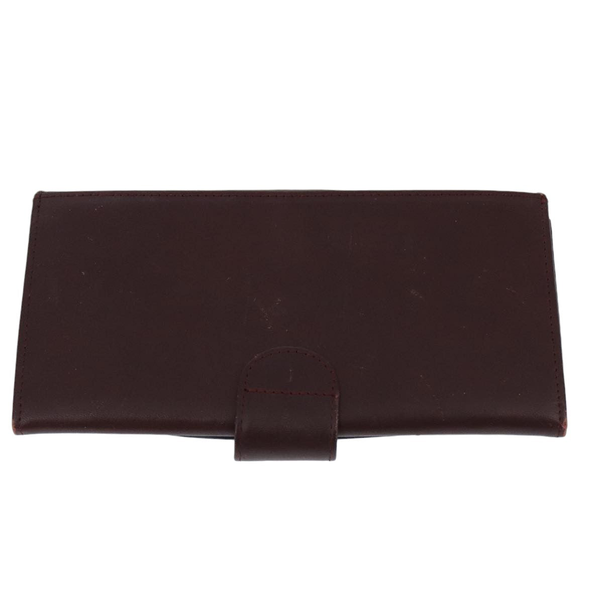 CARTIER Long Wallet Leather Wine Red Auth 99516