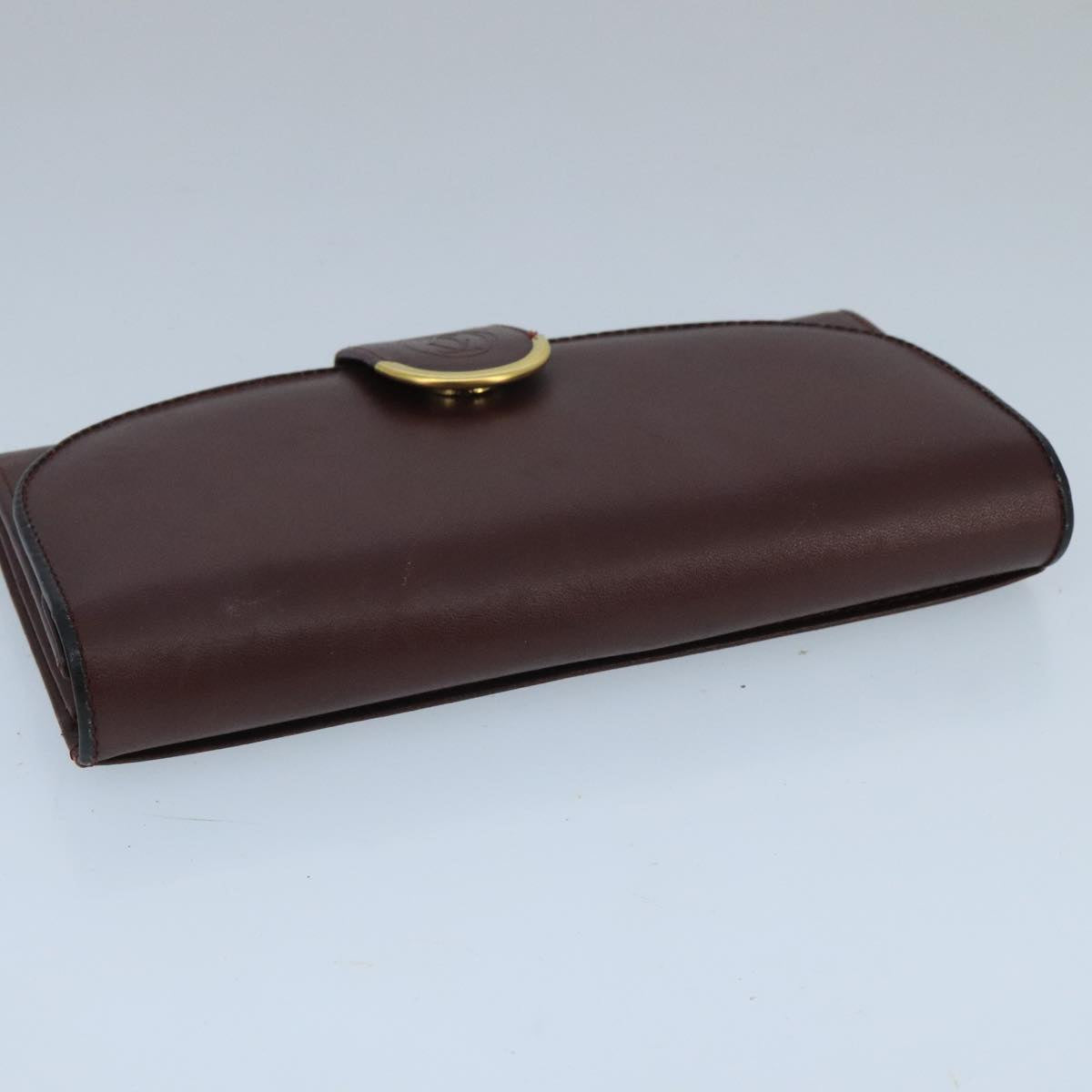 CARTIER Long Wallet Leather Wine Red Auth 99516